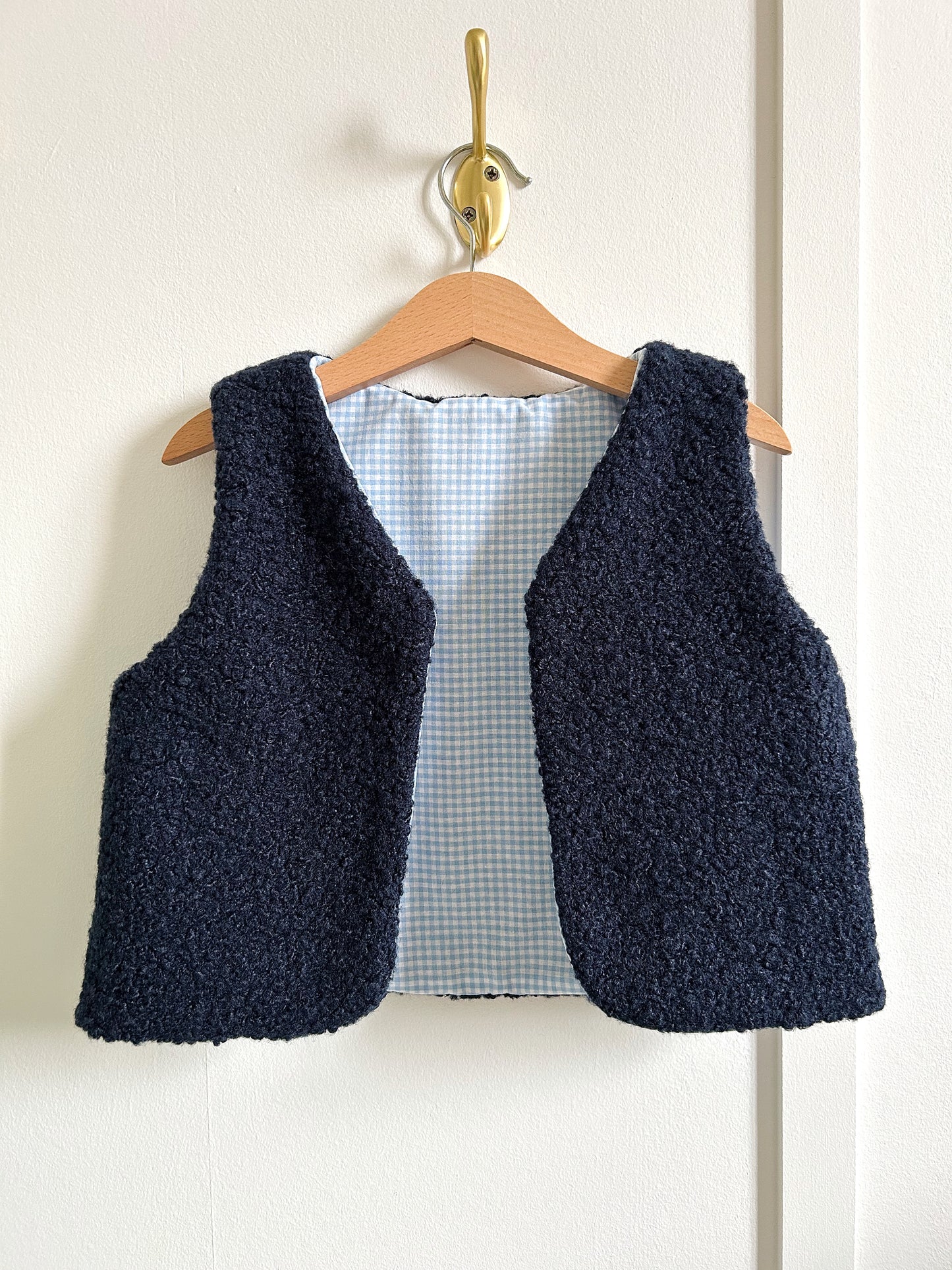 Gilet de berger simple bleu foncé & Vichy