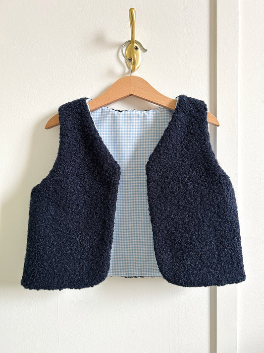 Gilet de berger simple bleu foncé & Vichy